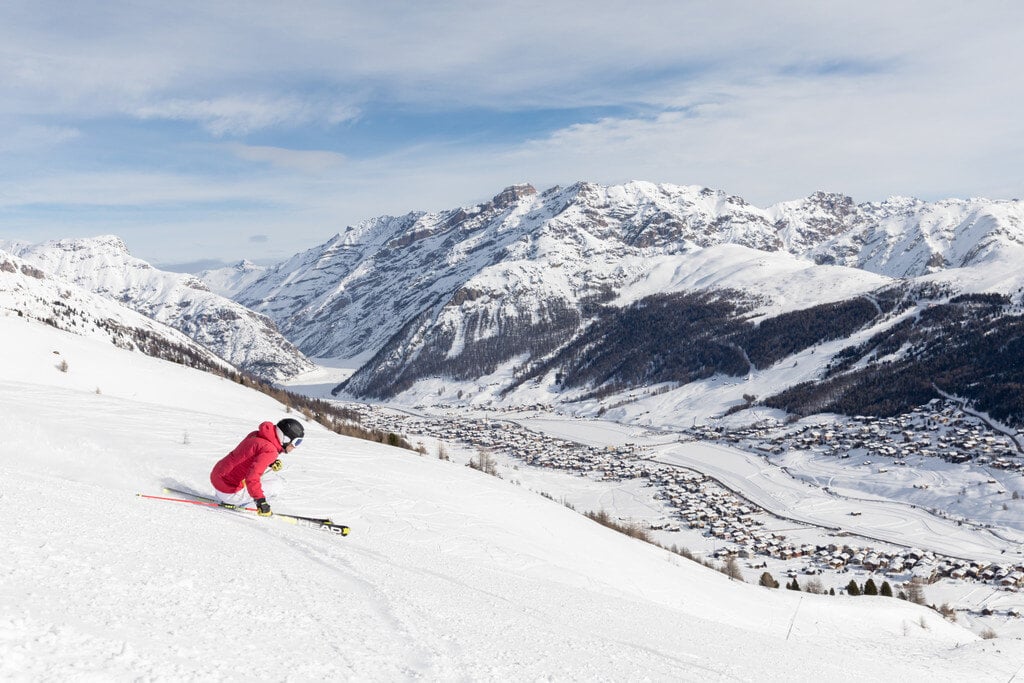 View of Livigno from the slopes